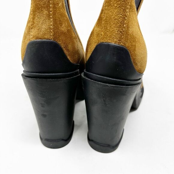 Marc Fisher Vanlisa Black Suede Heeled Lug Chelsea Rubber Heel Slip On Boot 9.5 - Picture 5 of 10